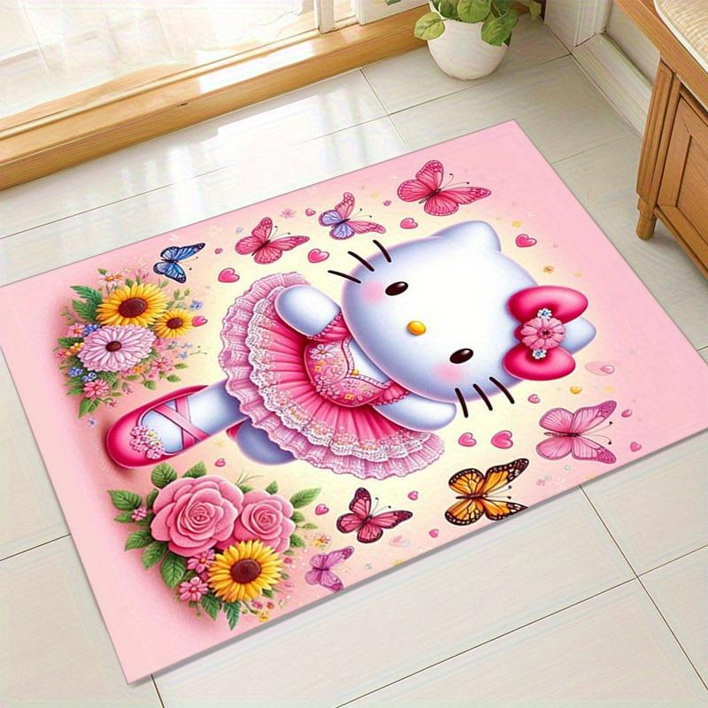 

1 шт. Розовый ковер Hello Kitty с бабочками и цветами - Ковер для офиса | Ковер для улицы | Подарок для декора домаz105 60cm by 90cm