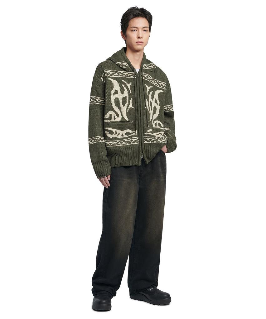 Nomaenyueol Cowichan Hooded Zip-Up - Khaki