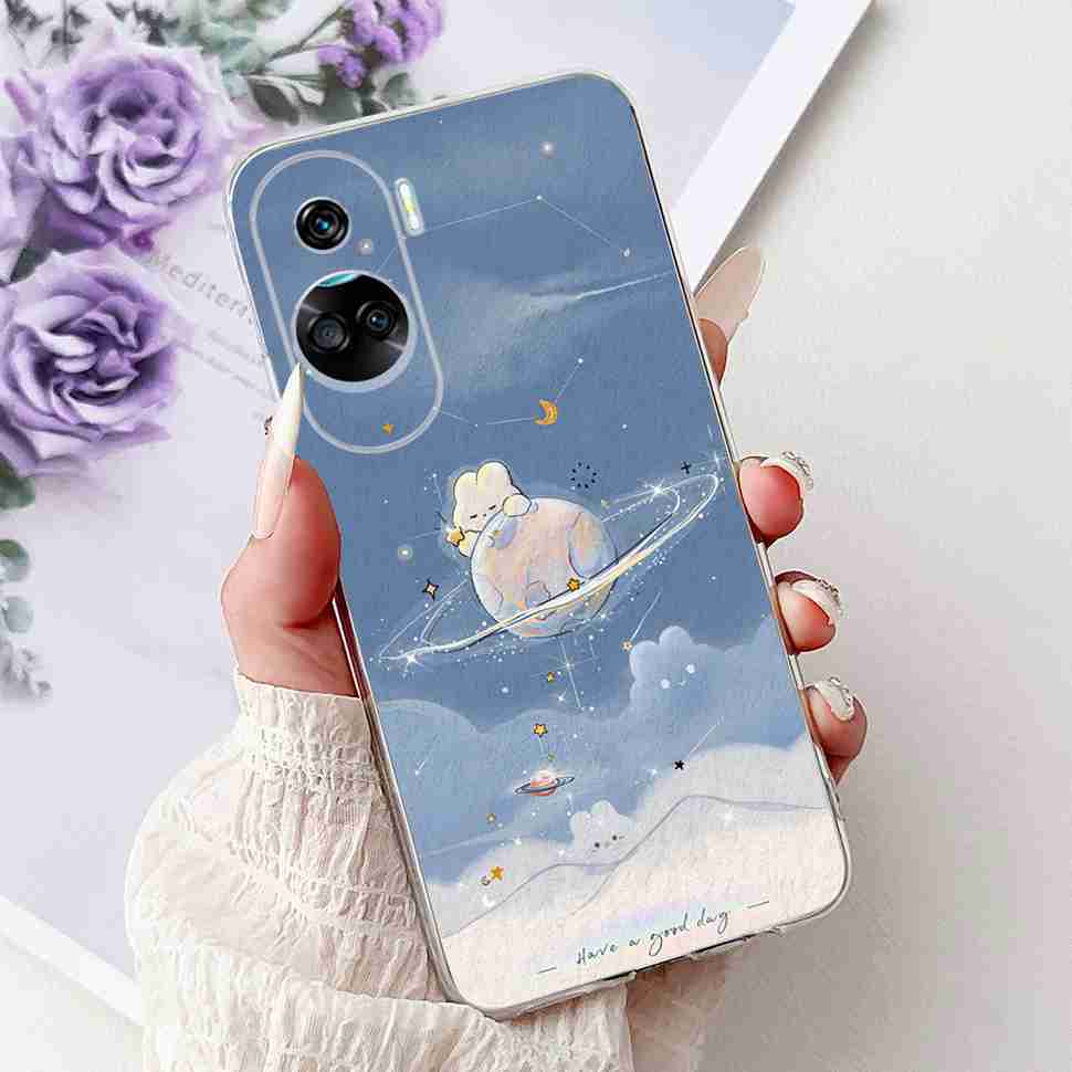 For Huawei Honor 90 Lite Case New Painted Flowers Soft Silicone TPU Cover For Honor 90 Lite CRT-NX1 6.7" Shockproof Phone Cases