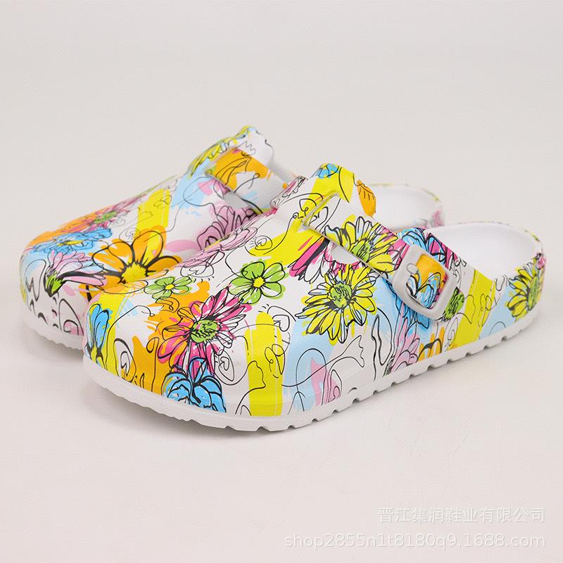 New Women's Fashionable Slip-On Slippers Elegant Black-Gray Butterfly Watermark Wedge Heel with Durable Soft Sole Comfortable Fo