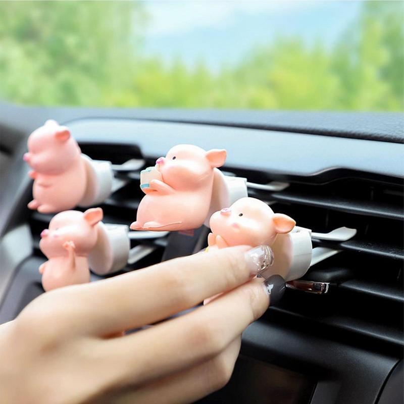 Cute Pig Car Outlet Vent Clip Cartoon Pink Animal Air Conditioning Clip Car Interior Decoration Gift For Girl
