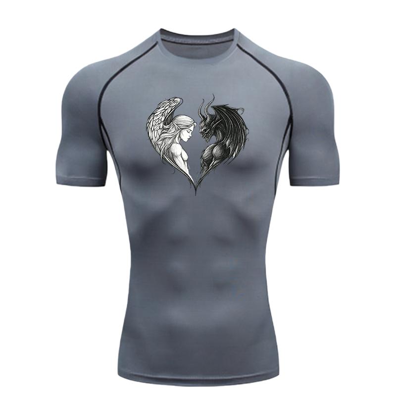 Men's Sports T-shirt for Fitness Training Compression Shirt Gym Jogging Running Stretchy Moisture-Wicking Workout Rashgard Elastic Fitness Suit