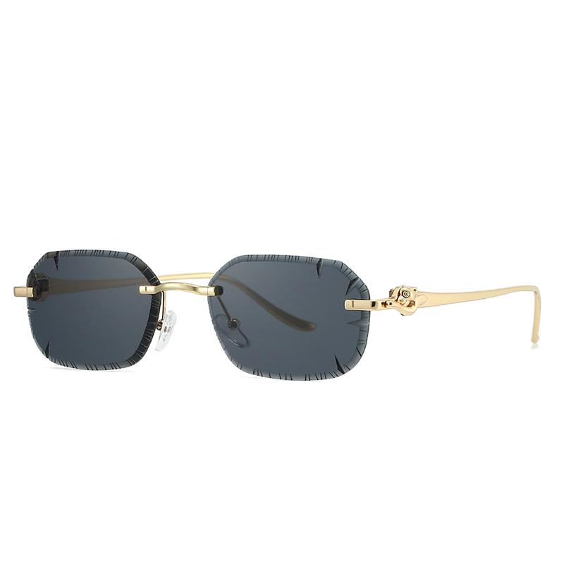 

New 2026 Fashion Brand Luxury Designer Sunglasses Women Leopard Elegant Rimless Trendy Shades Glasses Travel Party Sunglasses