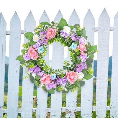Front Door Spring Wreath Rose Fashion Artificial Elegant Hanging Ornament Flower for
