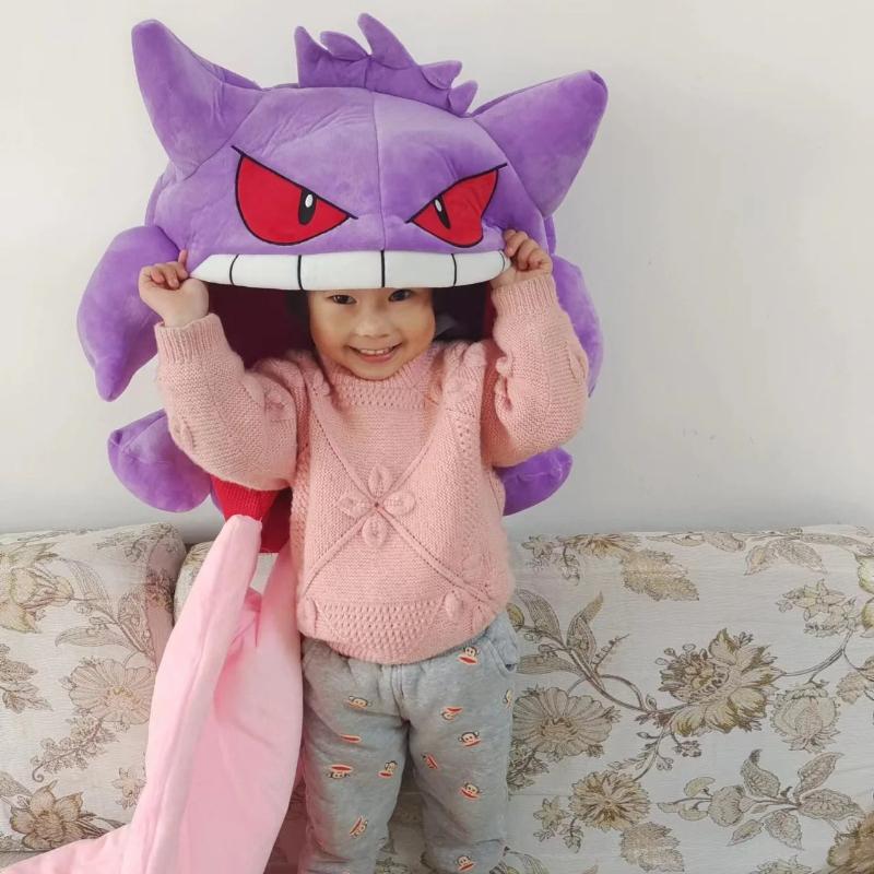 Pokemon Gengar Peluche Lingua Grande Periferica Anime Gengar Taglia Grande Cuscino per Dormire Coperta Nap a Doppio Uso Giocattolo di Peluche Imbottito
