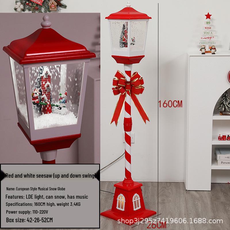 Korean Christmas Music Snowfall Street Lamp Toy Ornaments