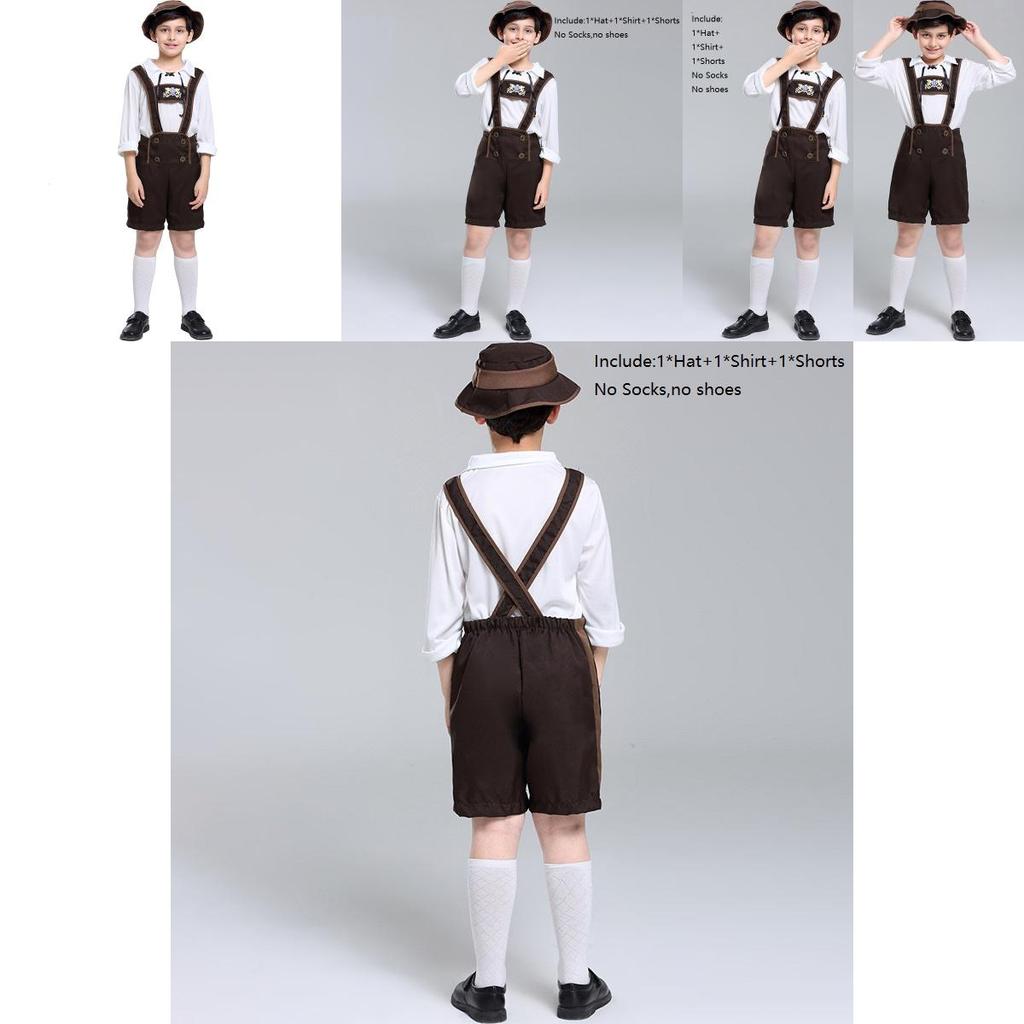Authentic Children's German Oktoberfest Outfit With Hat For Halloween And Cosplay