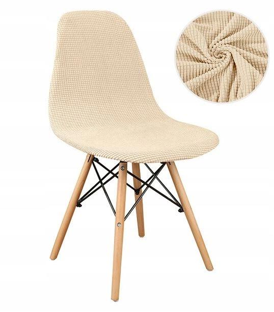 Skandinavische Stuhlhusse Cremefarben Jacquard