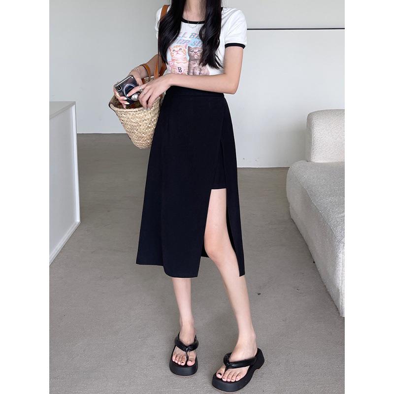 

Women s Plus Size Black A-Line High-Waist Irregular Hem Skirt 2XL чорний