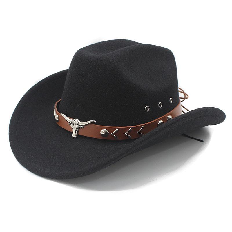 

Vintage Cross-border Western Cowboy Hat Big-edge Gentleman Cowgirl Jazz Hats Holidays Party Cosplay Cap Sombrero Hombre чёрный
