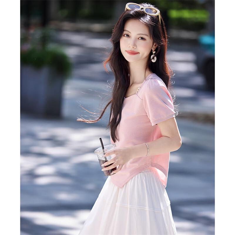 Women's Fake Two-Piece Sweet Design Short Sleeve T-Shirt