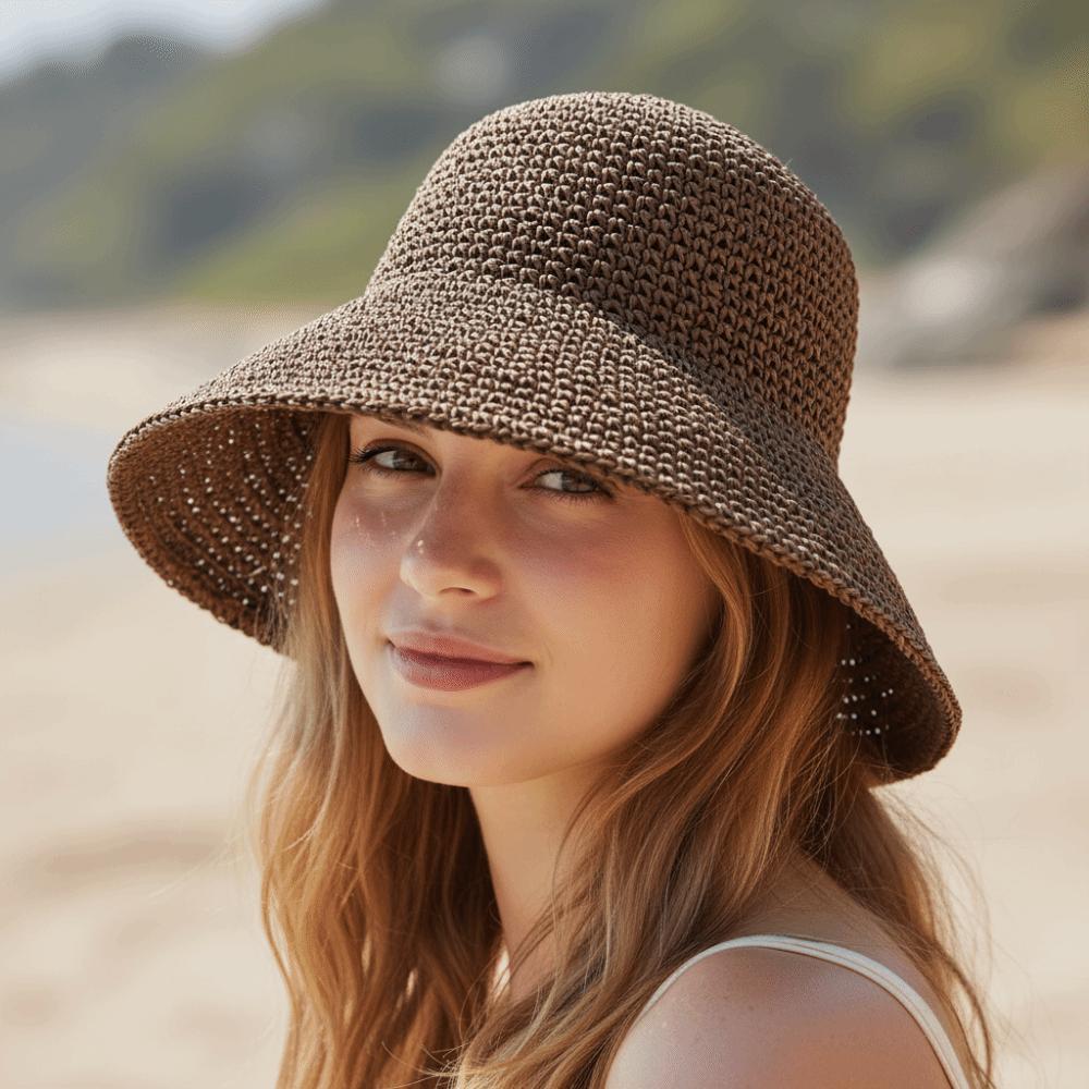 Korean Style Beach Sun Hat Anti-UV Summer Bucket Hat Simple Crochet Straw Hat Fishing