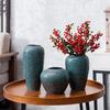 Japanese-Style Retro Ceramics Vase with Figurines for Creative Flower Arrangements