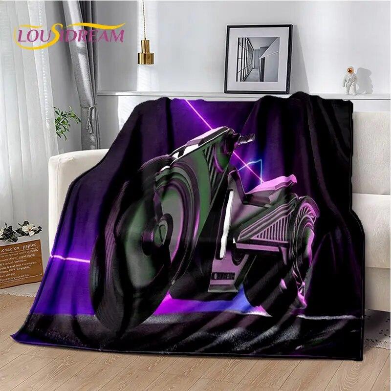 3D Cyberpunk Concept Motorcycle Cartoon Soft Plush Blanket,Flannel Blanket Throw Blanket for Living Room Bedroom Bed Sofa Picnic