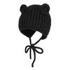 Cute Baby Bear Ear Knit Hat with Tie Strings Warm Winter Bonnet for Infants Toddlers Soft
