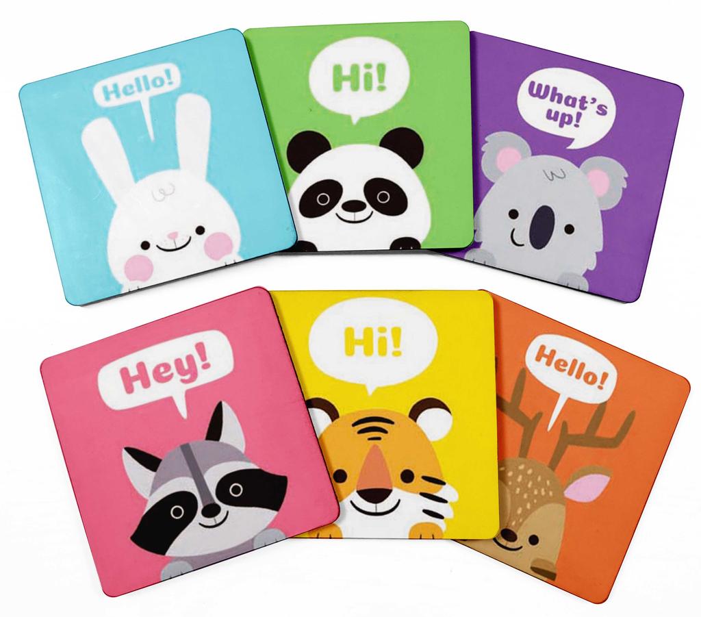 Inkdotpot Set of 6 Drink Coasters Decorative Non,Slip Cork Base 4-inch Square Printed Coasters Easy Clean