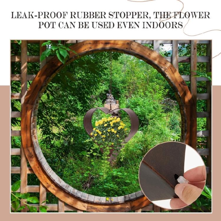 Metal Heart Shape Hanging Plant Holder for Garden Porch or Home Decoration Detachable Flower Pots Drain Hole Planter