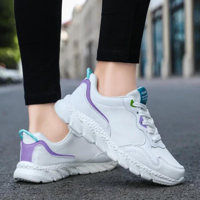 Fashion High Quality Leather Athletics Running Shoes Women Comfortab Non-slip Designer Casual Sneakers Ladies Sport Jogging Shoe