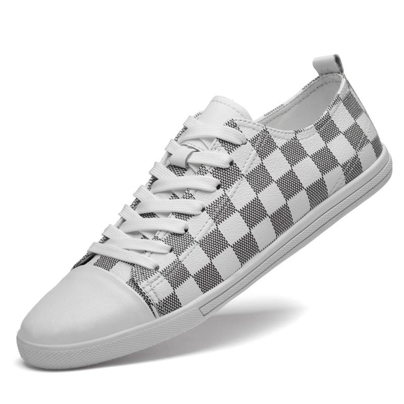 Men s Summer Casual Lace-Up White Leather Shoes - Trendy, Breathable, Youthful Board Style 44