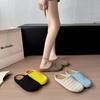 Retro Niche Woven Bag Head Half Slippers Women's Outer Wear Summer Lazy One Pedal Comfortable Soft Bottom Round Head Cool Slippers