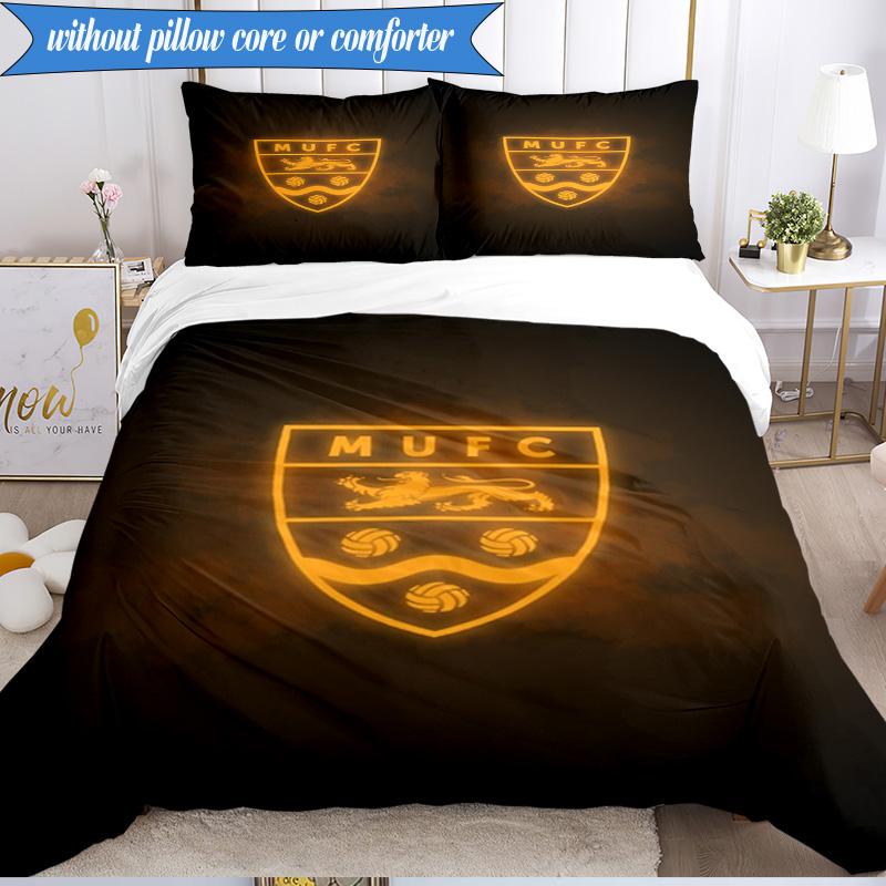 3PCS Football Crest Printed Soft Bedding Set,Including 1pc Duvet Cover And 2pcs Pillowcases Perfect for Bedroom, Dormitory, Fan gift