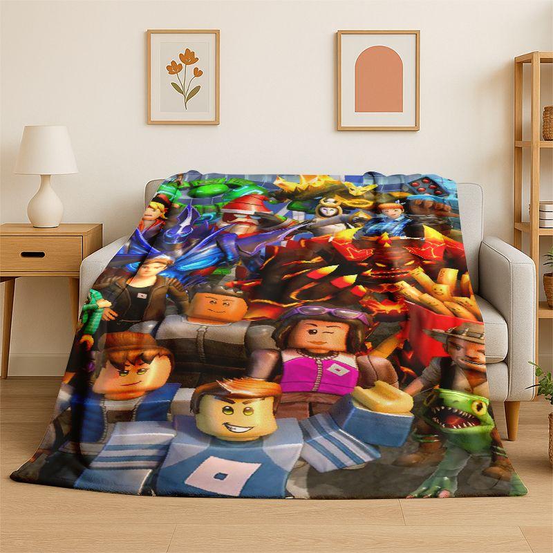 Cartoon R-Robloxs Spiel Gamer Flanelldecke Weiche Warme Überwurfdecke für Schlafzimmer Wohnzimmer Bett Reise Camping Picknick Geschenk