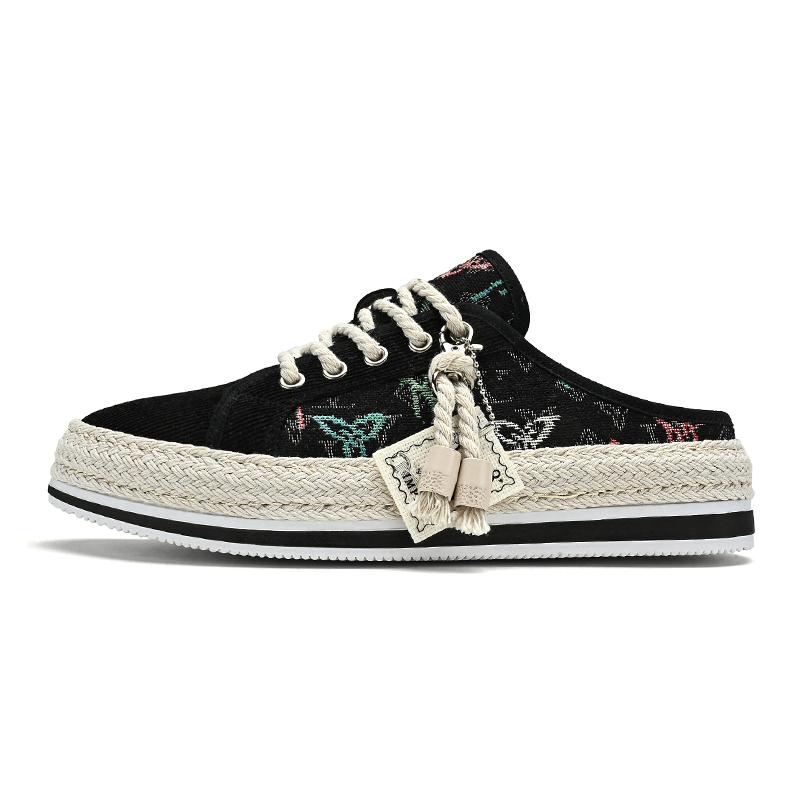 Shoes Summer Mules Half Sandals Man Canvas Slippers for Men Original Designer Luxury High Quality Fashion Rubber Casual Adult