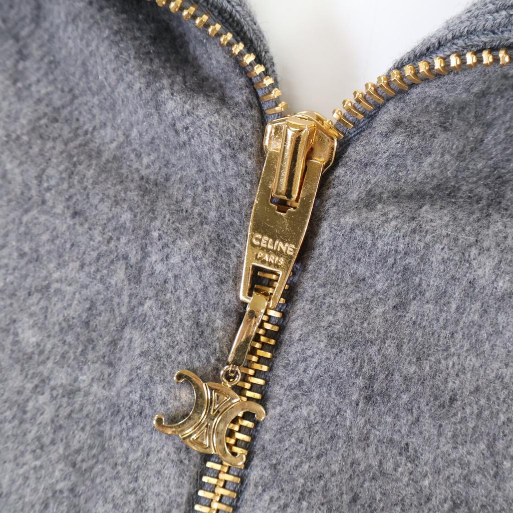 CELINE cashmere100 Triomphe Hardware Half-Zip Pullover tops 34 grayUsed