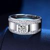 Men Pop Sterling Silver Crystal Open Ring