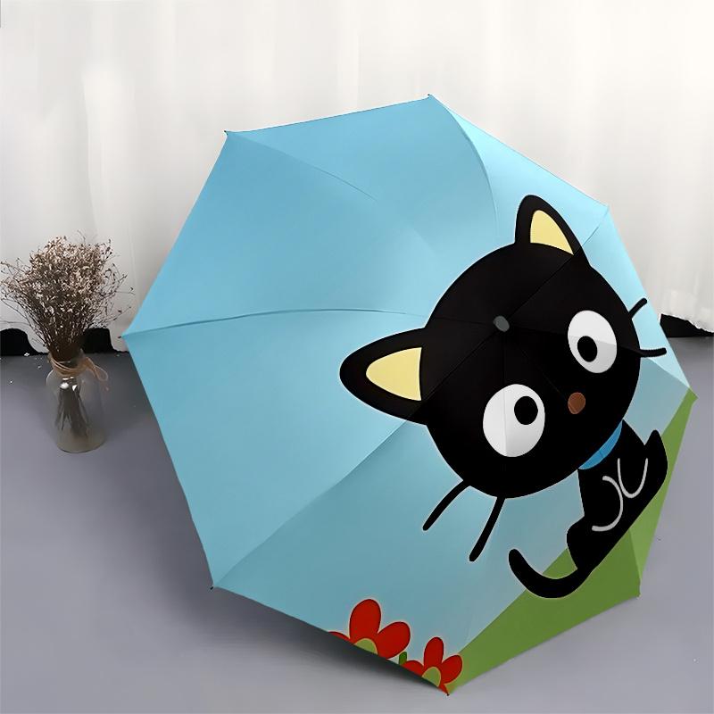 Kitty, Cartoon Automatic Open/Close Umbrella-Cute Umbrella with Cute Design, Portable 3-Fold Compact Umbrella for Men & Women, Halloween Chr