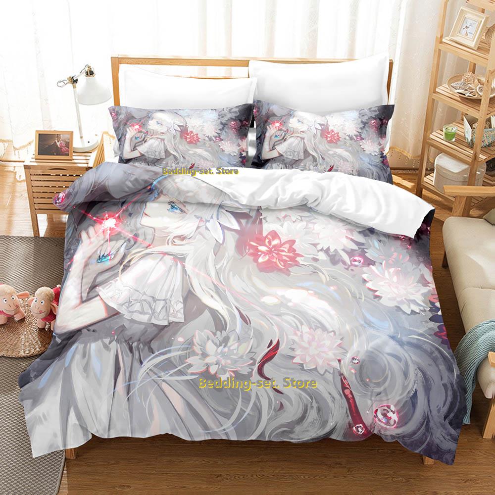 Comforter Gamw Ender Lilies Quietus Of The Knights Bedding Set Cartoon Anime Three-Piece Set Adult Kid Bedroom Three-Piece Suits 3D P