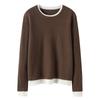 Women's Autumn Winter Patchwork Cashmere Round Neck Loose Pullover Knitwear