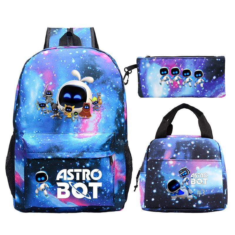 Game Astro bot peripheral printing fashion primary and secondary school students schoolbag three-piece set multi-function large capacity