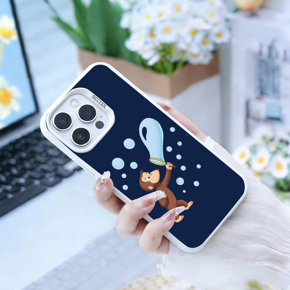Monkey Brushing Teeth Phone Case For IPhone 16 17 15 14 12 13 Pro Max white Color Shockproof Cover