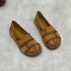 Johnature Handmade Loafers Genuine Leather Flats Retro Round Toe Soft Soled Cowhide Women's Slip-on Shoes