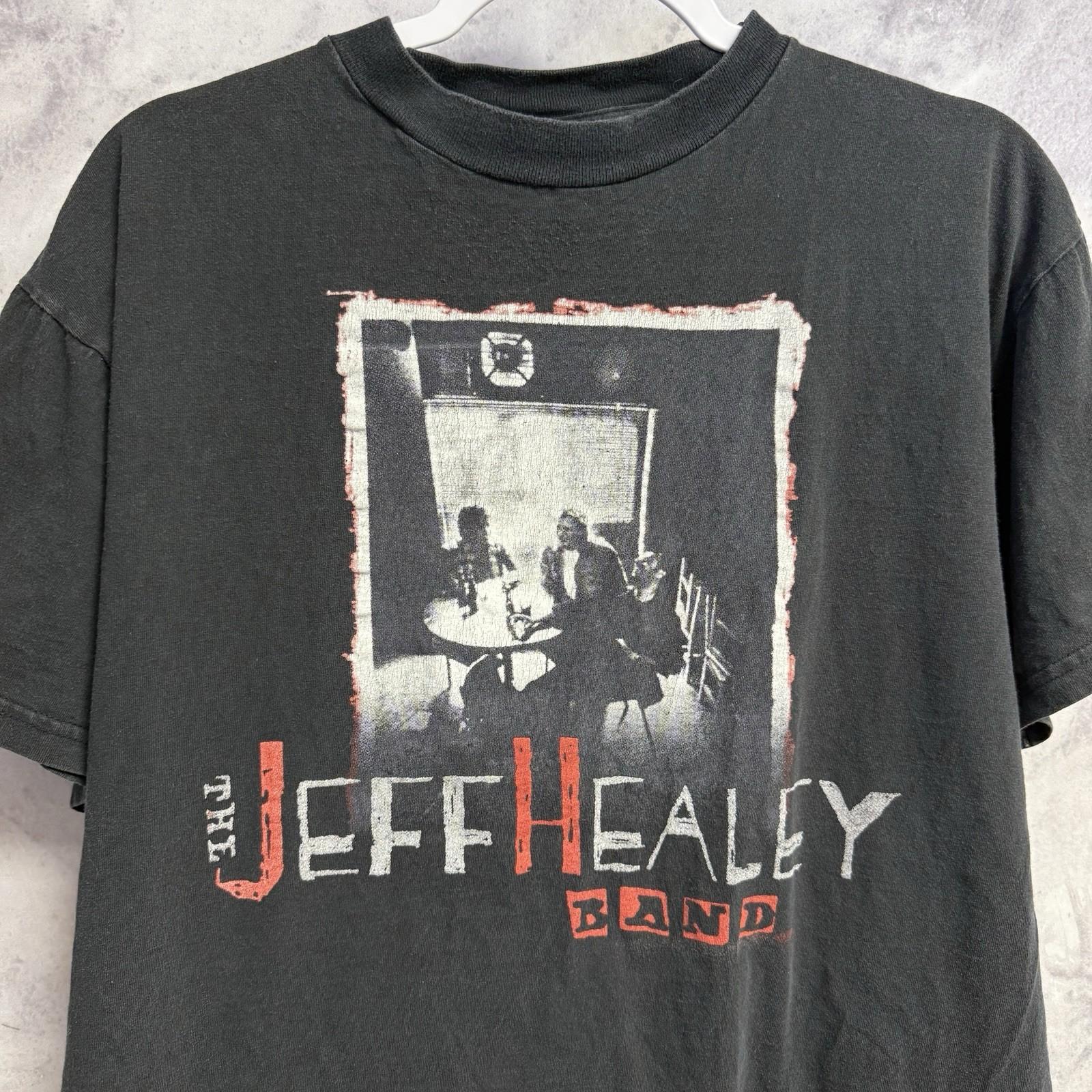 Vintage The Jeff Healey Band T Shirt Mens Large Black Short Sleeve Y2K 90s S