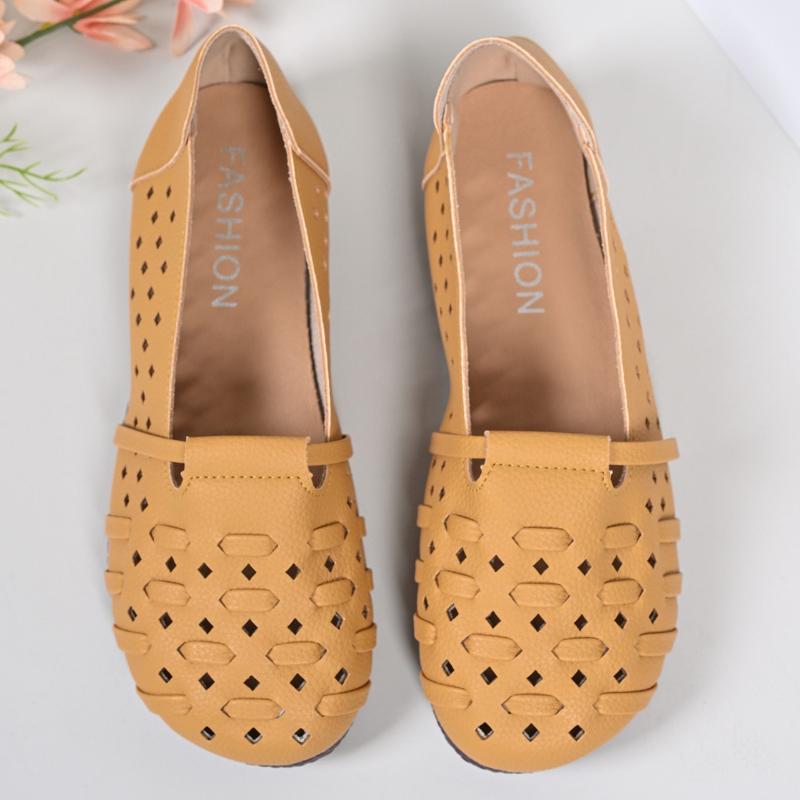 

Fashion Women Sandals Fashion Soft Sole Flat Heel Women Hollow Flat Lightweight Shoes Woman Luxury Retro Shoes Female Casual 2025 Shoes 35 жёлтый