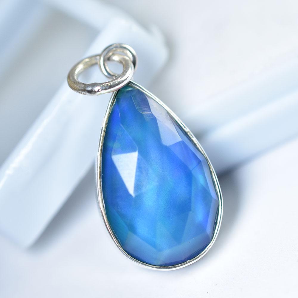 Natural Opal Pendant Aurora 925 Sterling Silver Pear 17.10 October Birthstone for Gem Collections