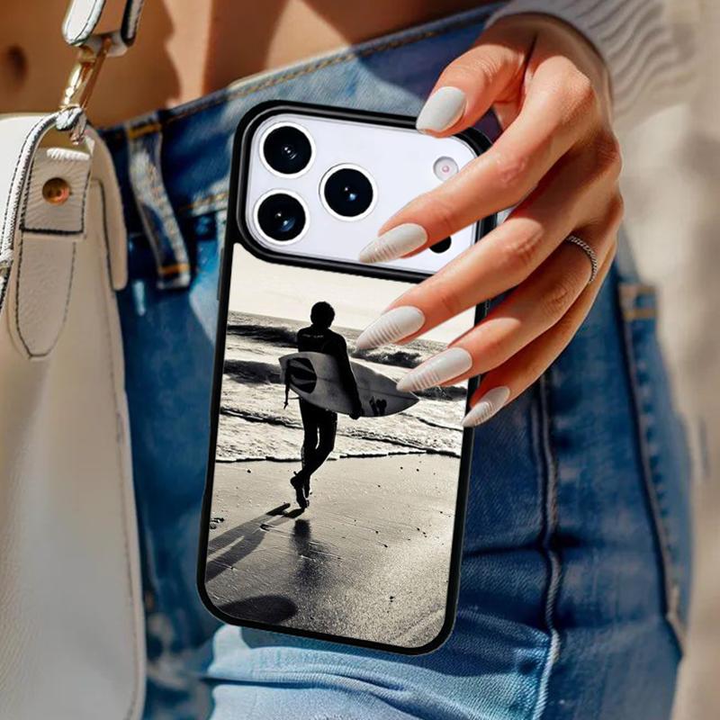 Beach Surf Board Ocean Waves Phone Case For iPhone 17 Air 14 15 13 12 Max Cover For Apple 14 15 16 16e 11 Pro Max Plus Coque