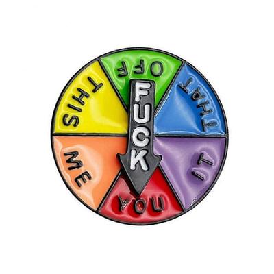 Rotating Rainbow Funny Enamel Badge F**k/Love Pin Brooch Clothing Accessories