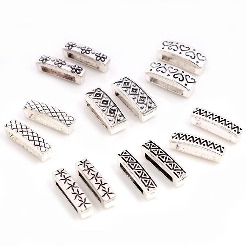 20-Piece Set: 16x6x6mm Flat Strand Beads for DIY Leather Bracelet Making, Jewelry Spacer Accessories with 1cm Wide Hole