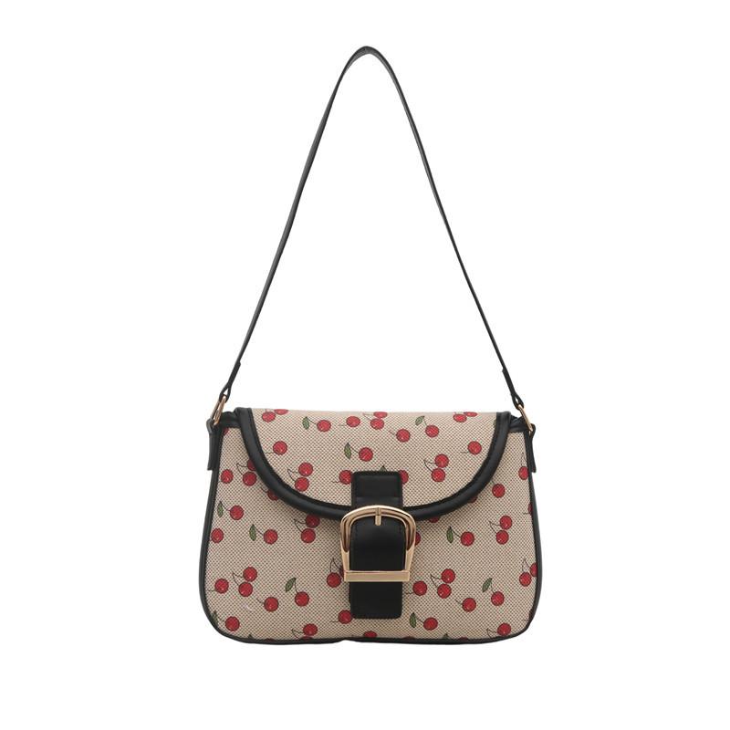 

Женская сумка-тоут для通勤 - Вишневый принт Мягкая Прочная Модная Наплечная Сумка Кроссбоди Повседневная Модная Шикарная Сумка Премиум Ощущения чёрный