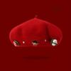 Cute Woolen Christmas Beret Hat Solid Color Windproof Beanie Cap Thick Warm Christmas Gift Xmas Dress Up Bonnets