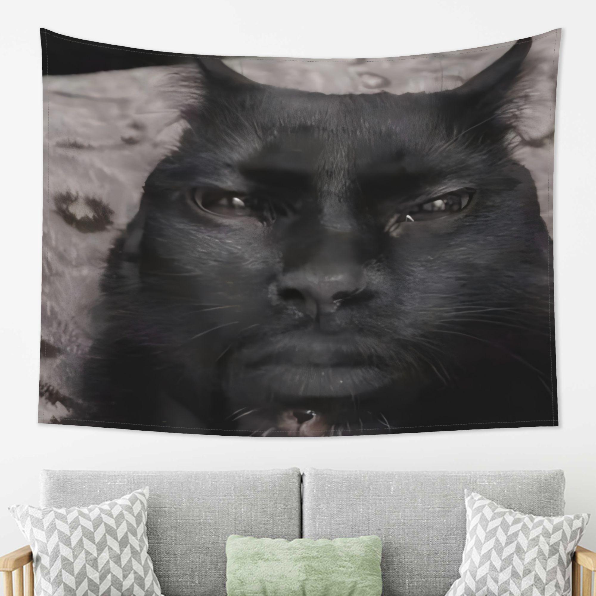 VIKAMA Фантастический Человек-Кот Гобелен Лицо Богемный Гостиная Художественная Студия Тема Кофейня Декор 74x94cm(29x37in)