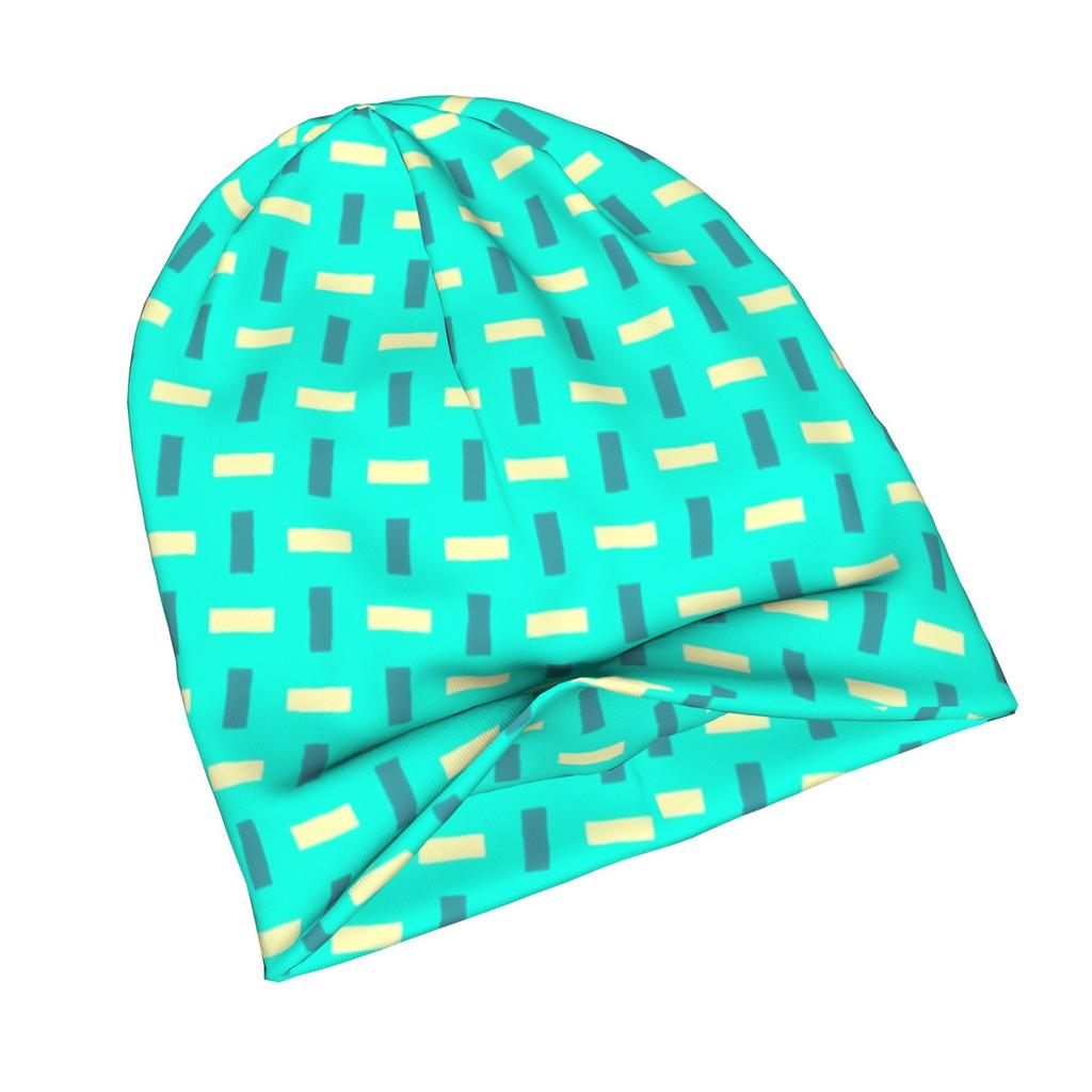 2D Flat Printing Yellow And Blue Striped Line Confetti Dashes Enduring Stencils Knit Hat with Subtle Fashion Details Ideal for Adults Looking to Add T