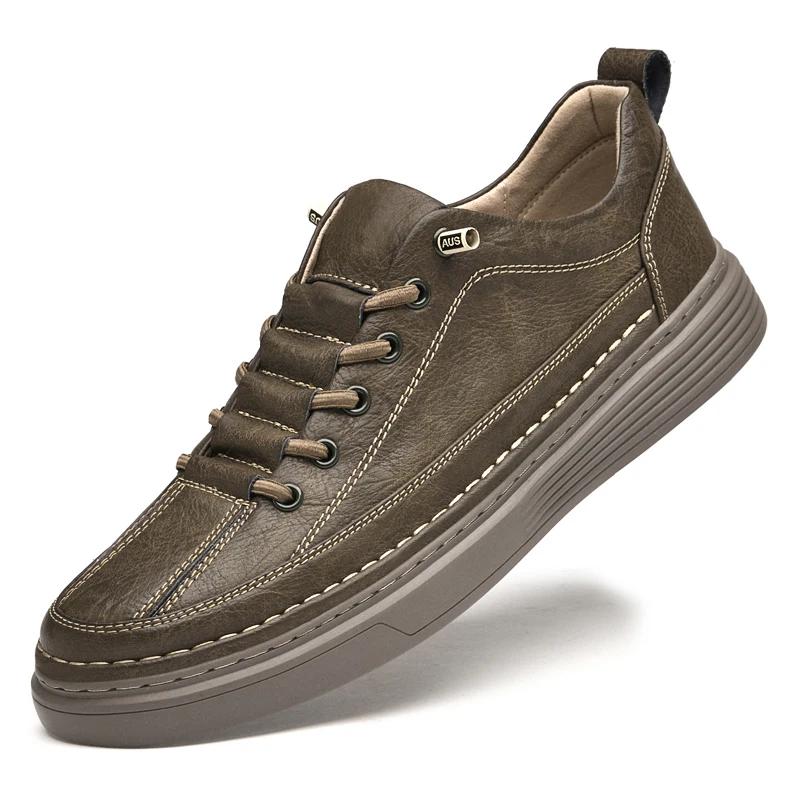 

Мужская повседневная обувь из натуральной кожи, новые роскошные модные кроссовки ручной работы, классическая дизайнерская обувь для прогулок на открытом воздухе, скейтбординга 47 хаки