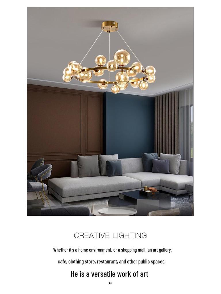 Nordic Modern Minimalist Magic Bean Art Glass Chandelier for Restaurant, Bedroom, or Showroom