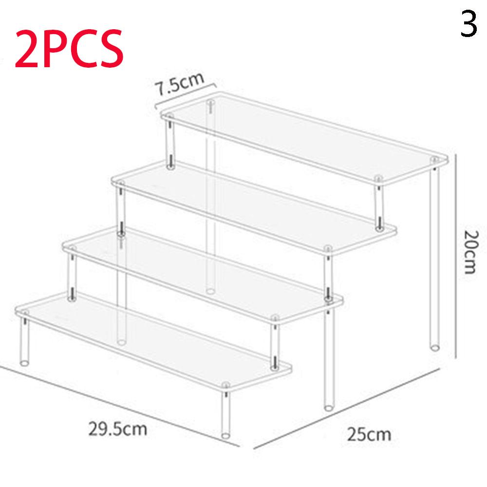 Espositore espositivo in acrilico da 1-4 livelli, espositore durevole per cupcake, bambole, profumi, mensola portaoggetti trapezoidale trasparente