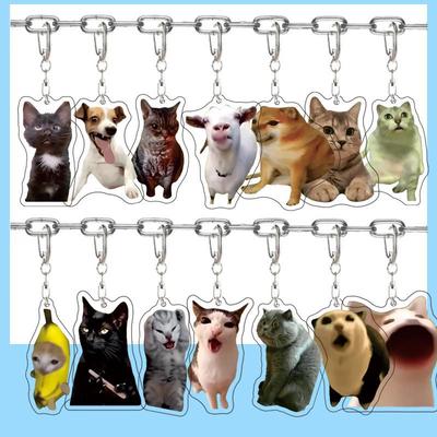 Portachiavi Acrilico Meme Gatto Astratto Emoji