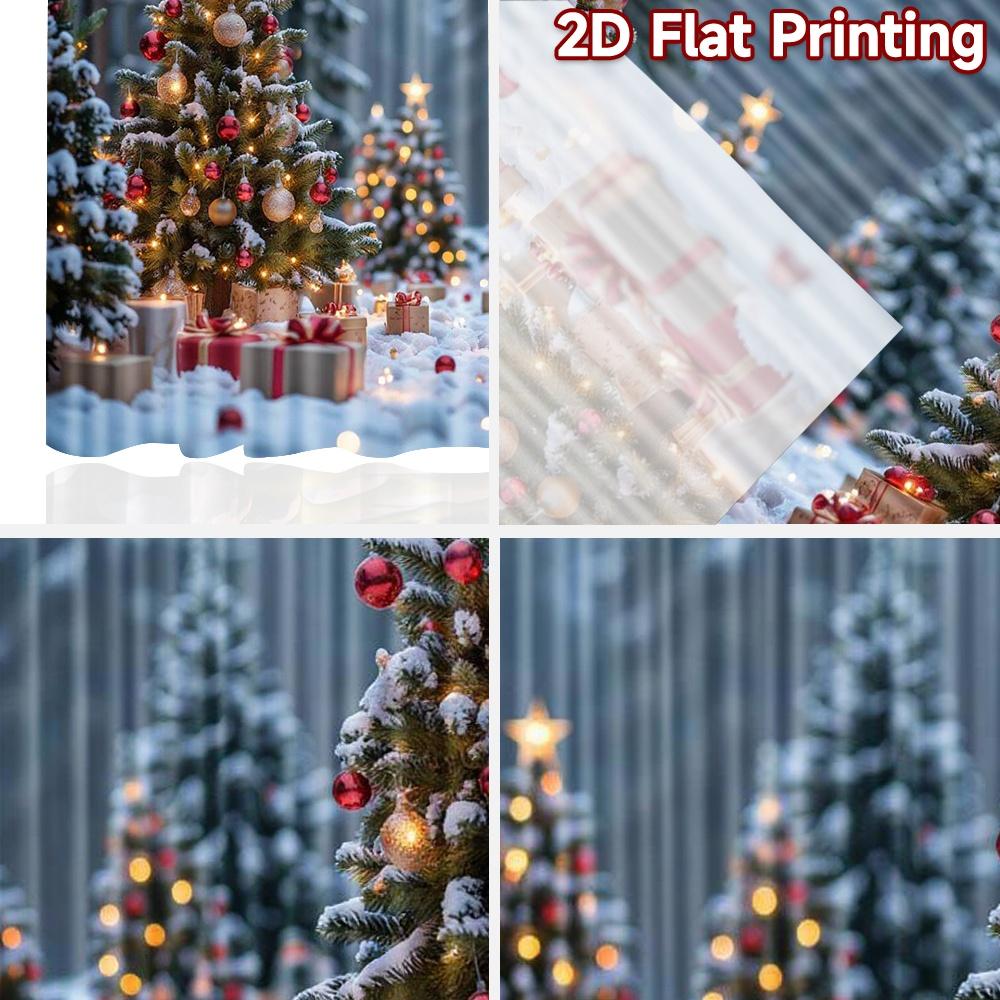 2pcs 2D Flat Printing Christmas Drapes Christmas Forest9 Durable Polyester Without Electricity Holiday Decorations Perfect for